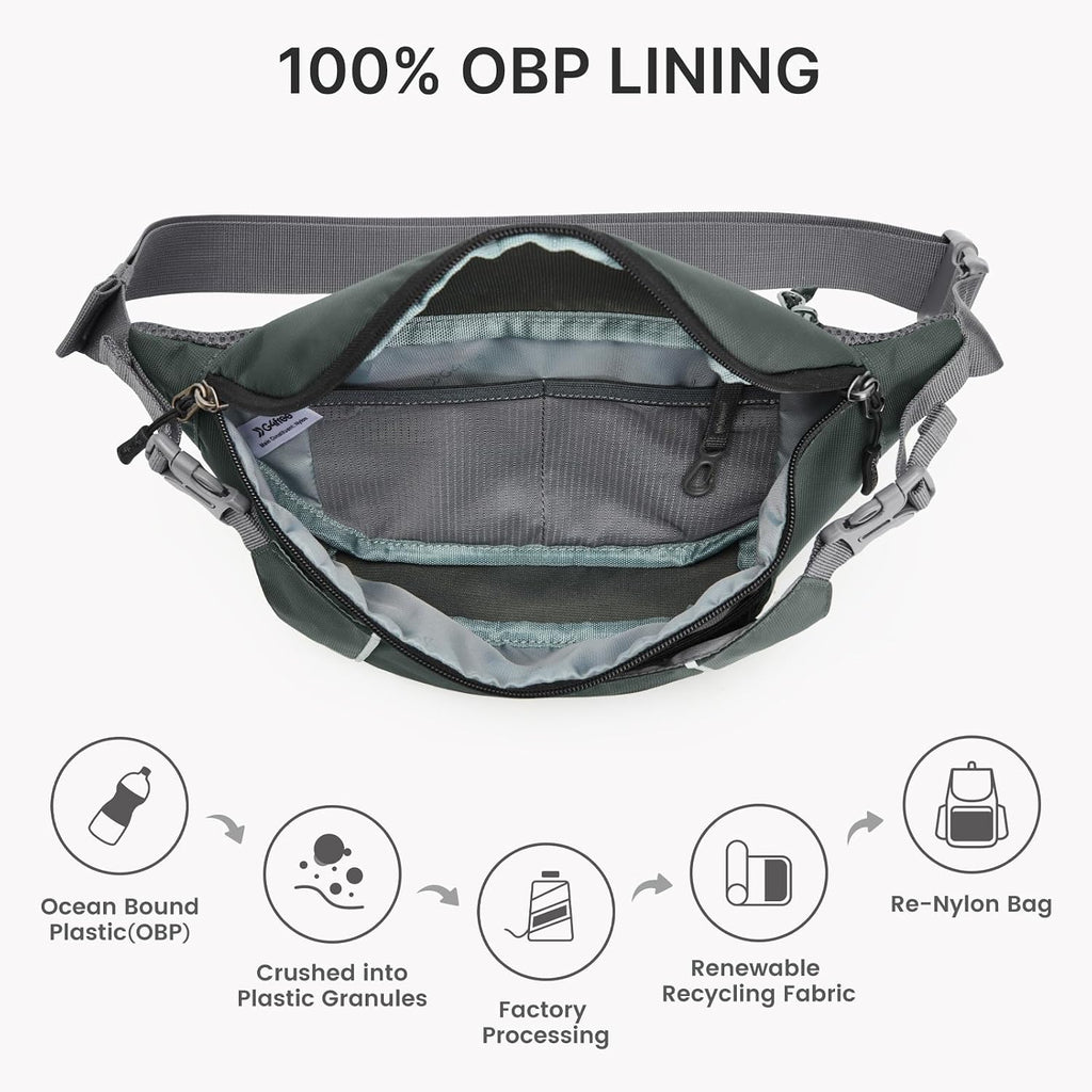 G4Free Fanny Pack for Men Crossbody Belt Bag Waist Pack with RFID Blocking Travel Hiking, Grey