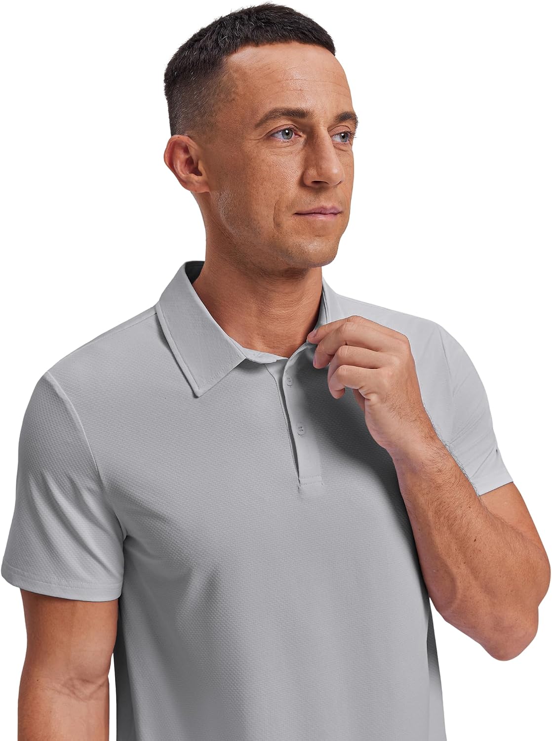 PINSPARK Men's Golf Polo Shirts UPF 50+ Moisture Wicking Collared Shirts