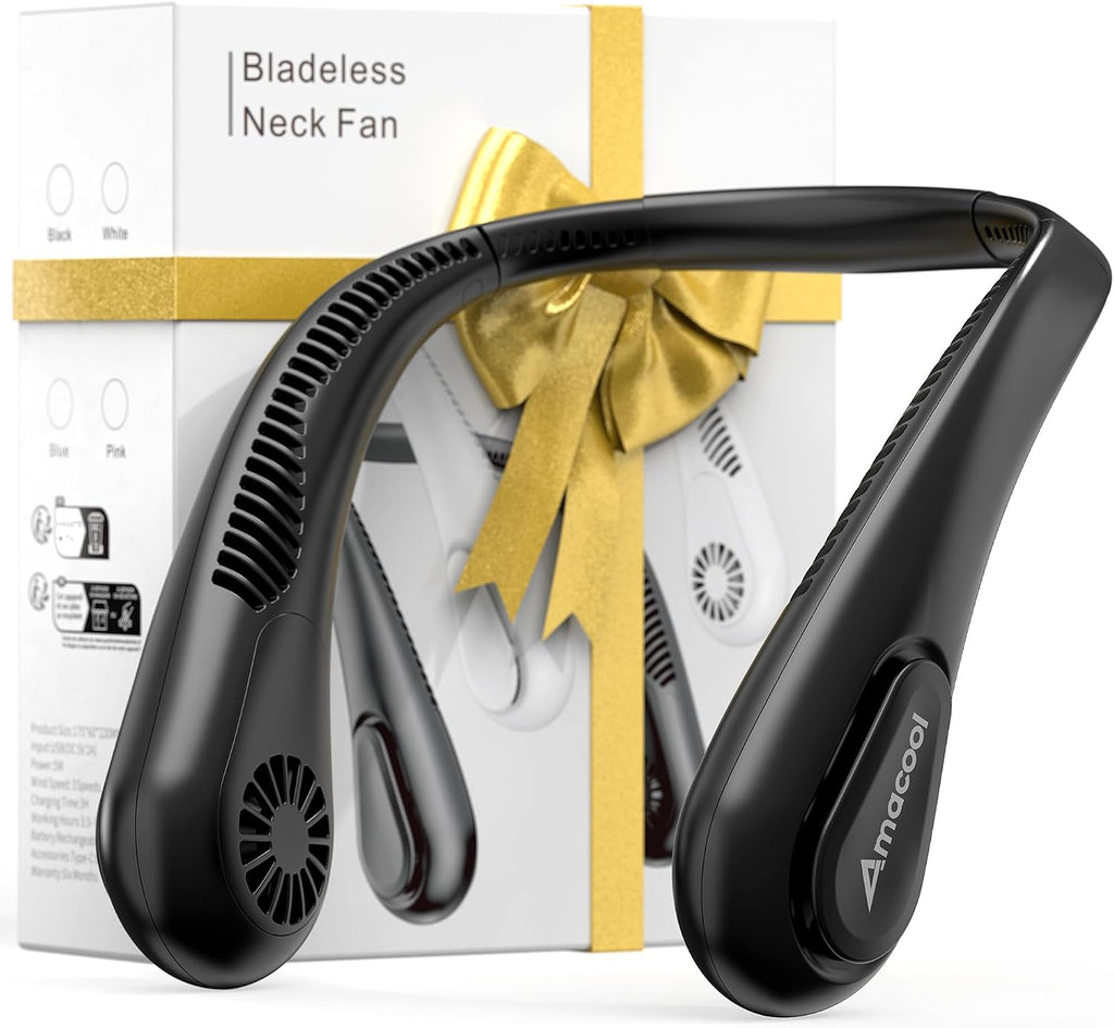 AMACOOL Bladeless Neck Fan, Mothers Day Gifts for Mom, Gifts for Father Dad Husband, Rechargeable Wearable Fan for Men Women Hot Flashes Relief Travel Outdoor Sports Golf Cruise Essentials 2026