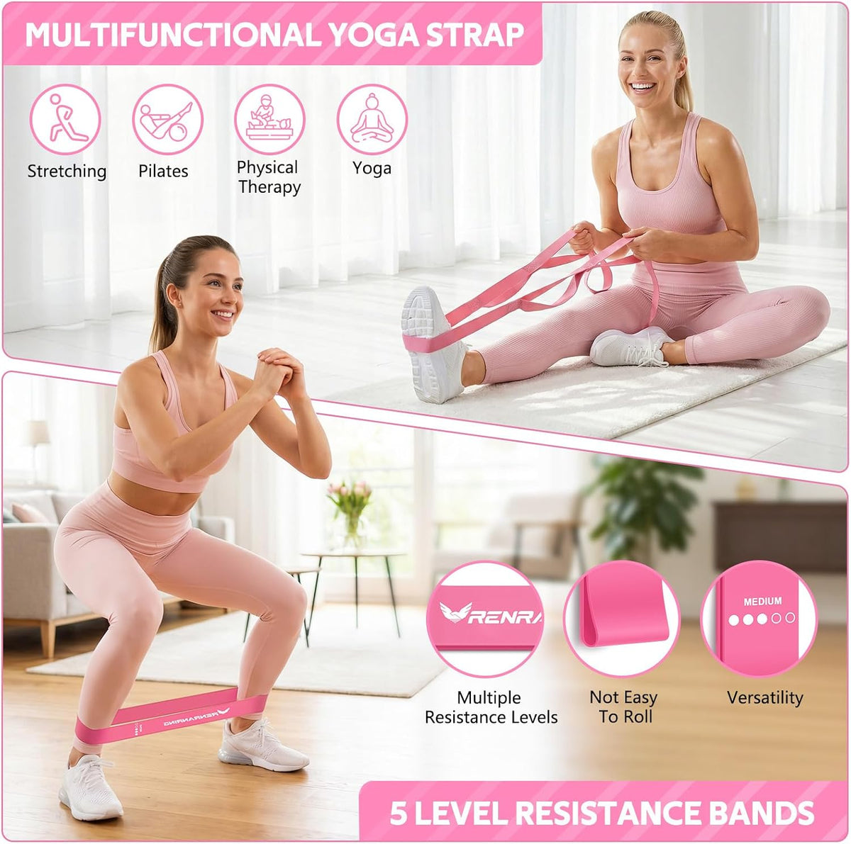 2026 Upgraded Pedal Resistance Bands with Handles