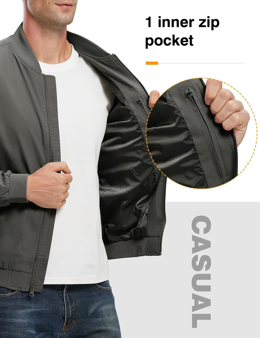 TBMPOY Men's Lightweight Jackets Casual Dress Golf Bomber Windbreaker Fall
