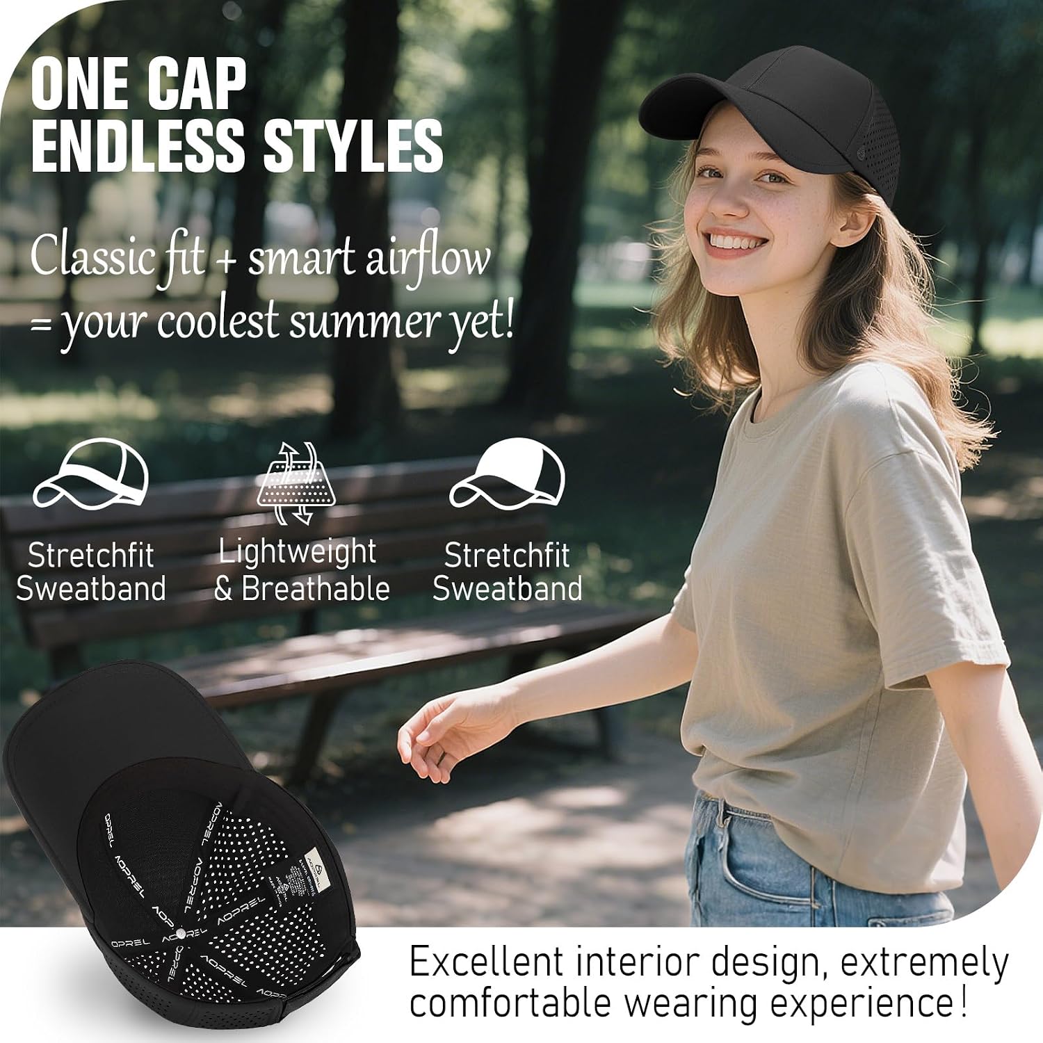 AOPREL Baseball Cap Breathable Mesh Golf Hat Quick Dry Adjustable Baseball Hats for Men and Women Sport Running Workout