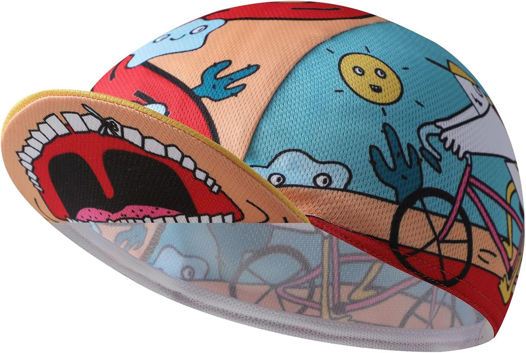 Funny Cycling Cap - Polyester Cycling Hat-Under Helmet - Cycling Helmet Liner Breathable&Sweat Uptake