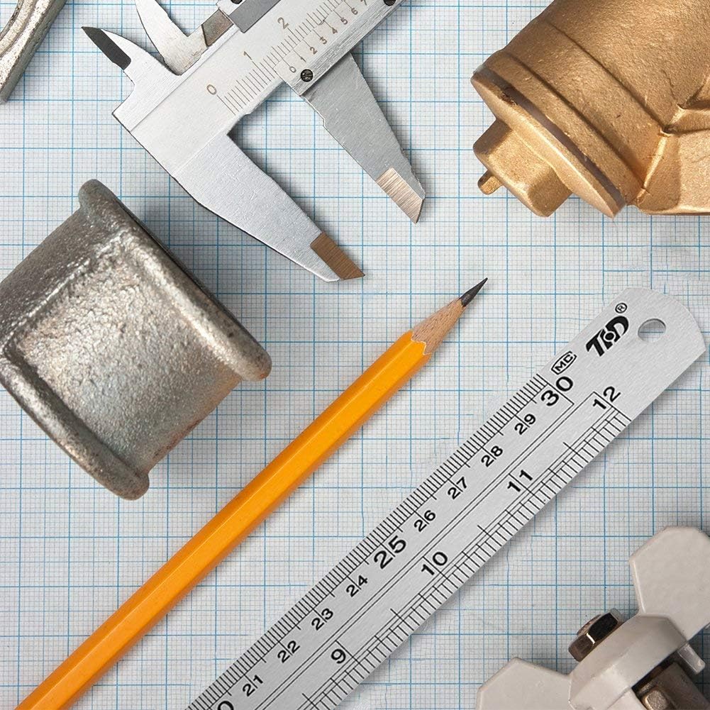 ZZTX Metal Ruler 12 Inches Stainless Steel 12 Pack