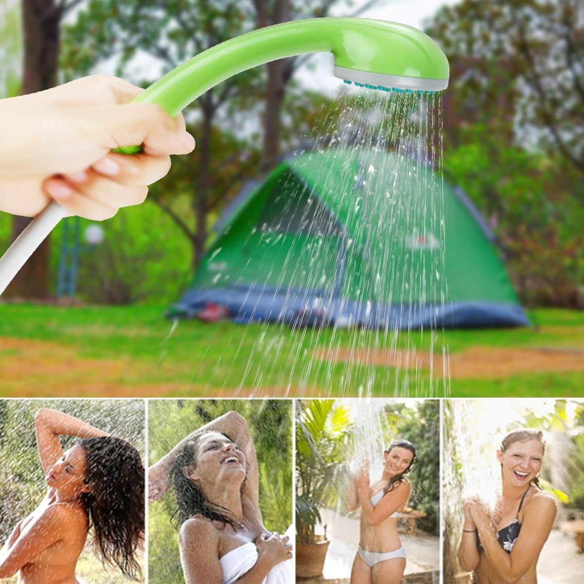Portable Camping Shower, Outdoor Head, Pump With Rechargeable Battery, USB Charging Line, Pumps Water From Bucket for Hiking, Pet Cleaning, Car Washing