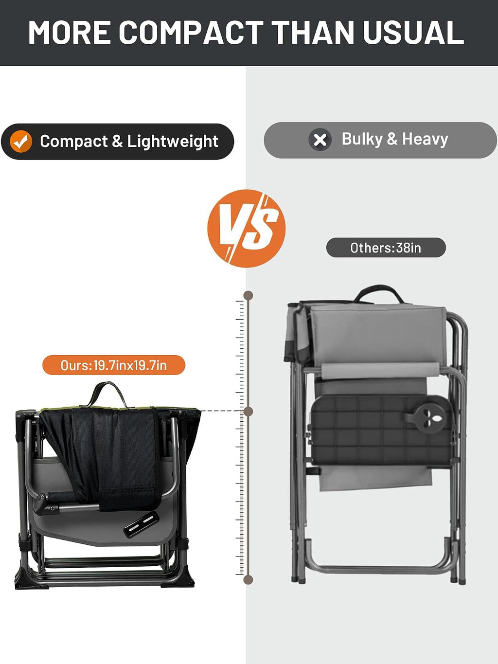 TIMBER RIDGE 400lbs Heavy Duty Camping Chair Portable Directors Chair
