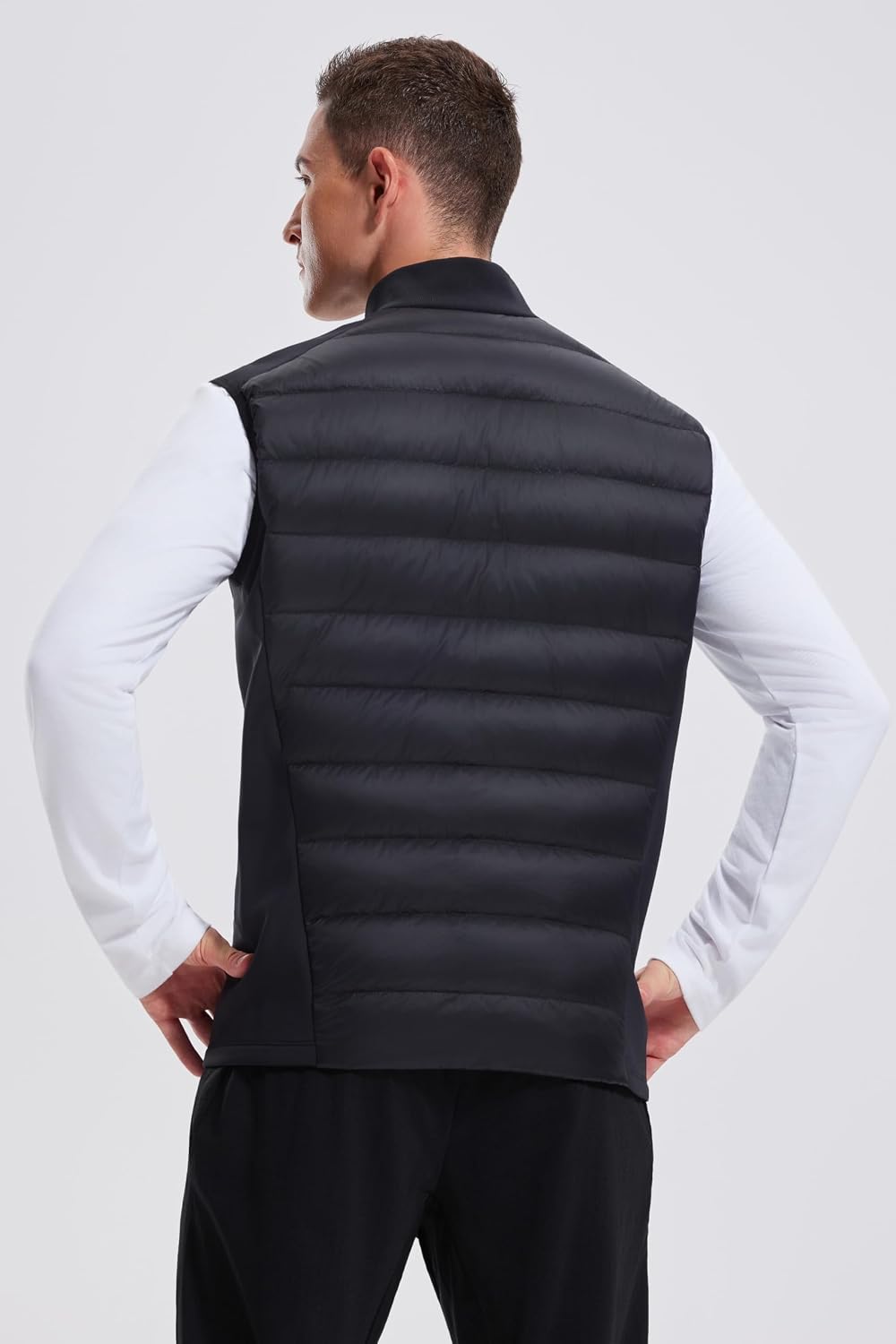 AFZ Men's Lightweight Puffer Vest 800FP Winter Down Vest Sleeveless Quilted Water Resistant Running Jacket with Pockets