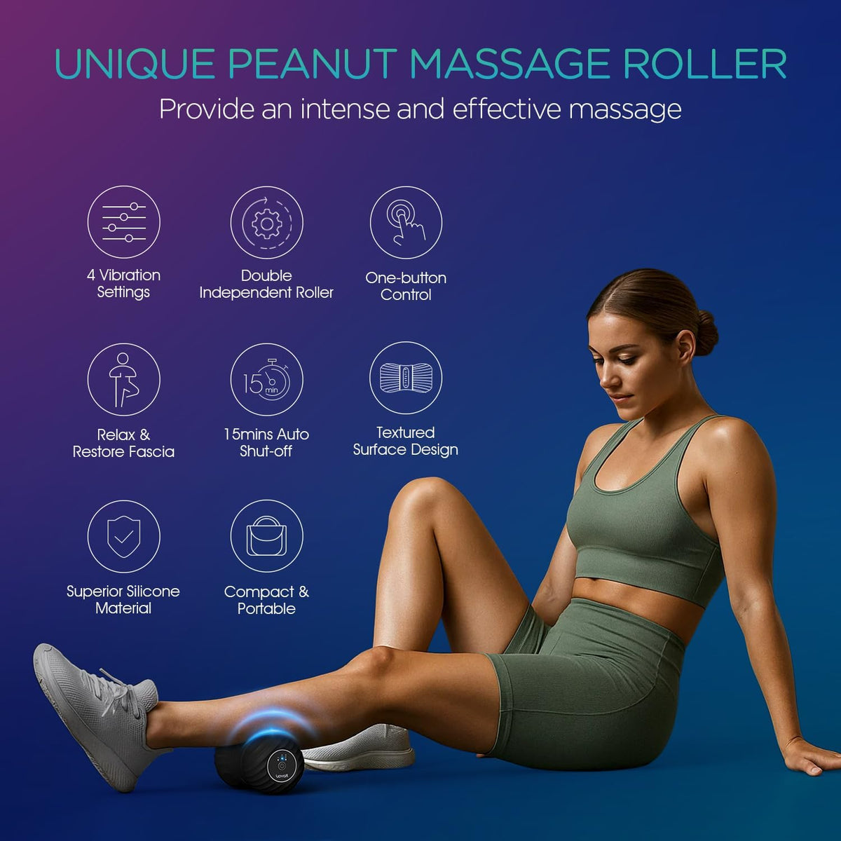 VOYOR-HEALTH Vibrating Peanut Massage Ball, Electric Deep Tissue Roller