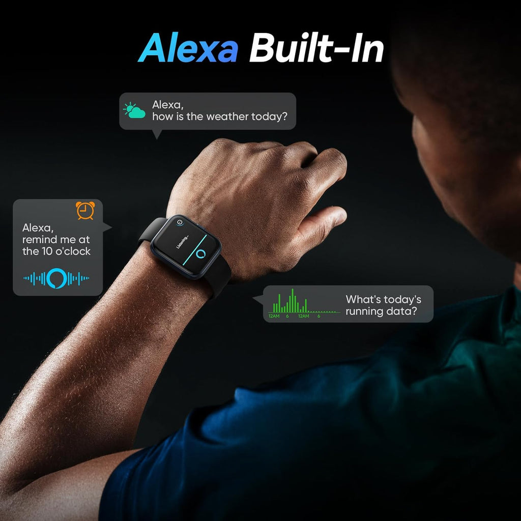 Smart Watches for Men Android & iPhone, 1.8" HD Alexa Built-in Smartwatches Fitness Tracker Watch with Bluetooth Calls, IP68 Waterproof, Heart Rate/Sleep/SpO2 Monitor, 110 Sport Modes - Black