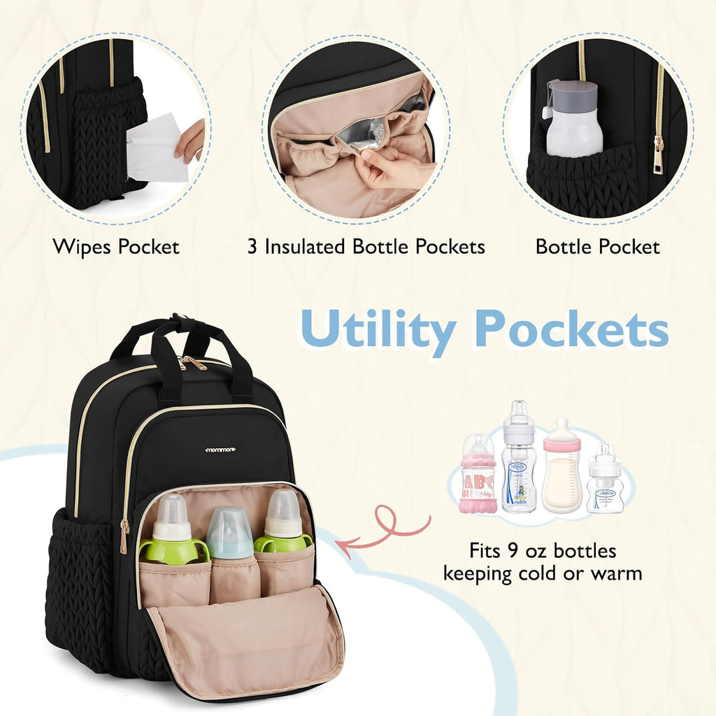 mommore Diaper Bag Backpack, Large Travel Baby Bag for Daily Essentials