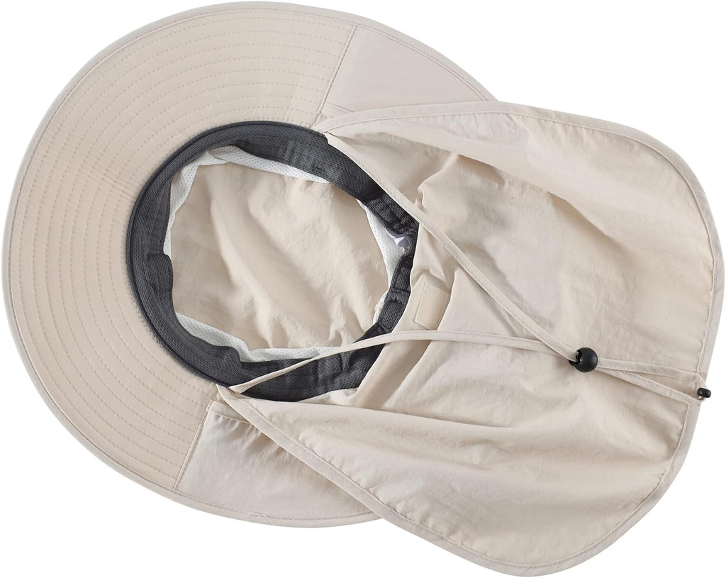 Home Prefer Outdoor UPF50+ Mesh Sun Hat Wide Brim Fishing Hat with Neck Flap Sun Hat for Men Women