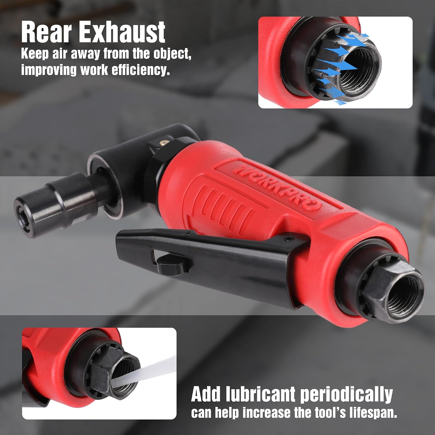 WORKPRO Air Angle Die Grinder, 20000 RPM, 1/4" & 1/8" Collets