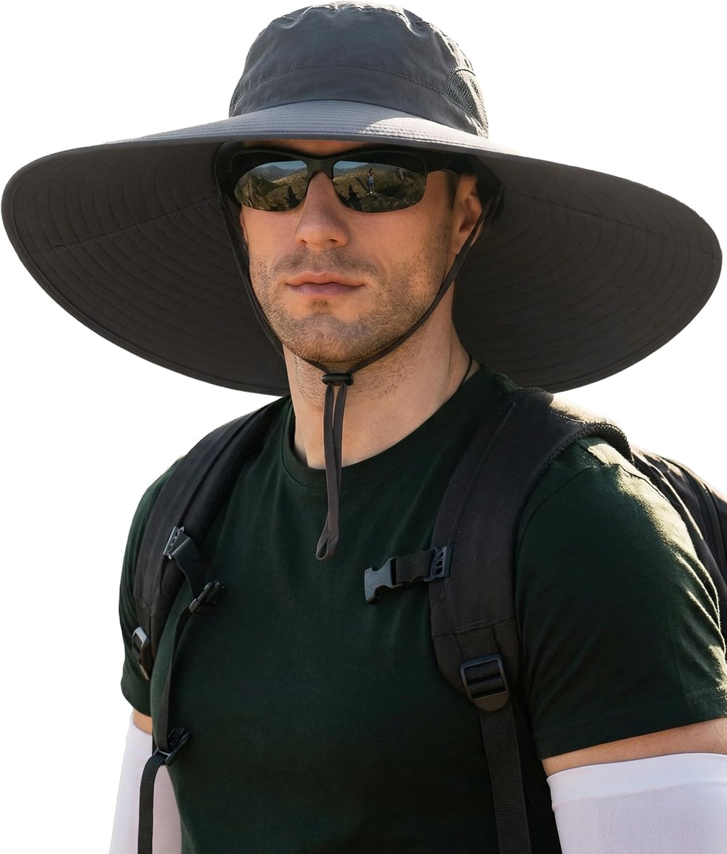 Mens Sun Hat Super Wide Brim Waterproof Breathable Bucket Hats for Men