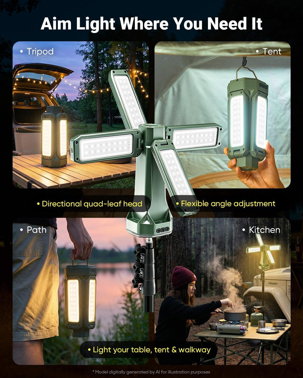 SakerNeo 20000mAh Rechargeable Camping Light with Stand,Portable Work Light