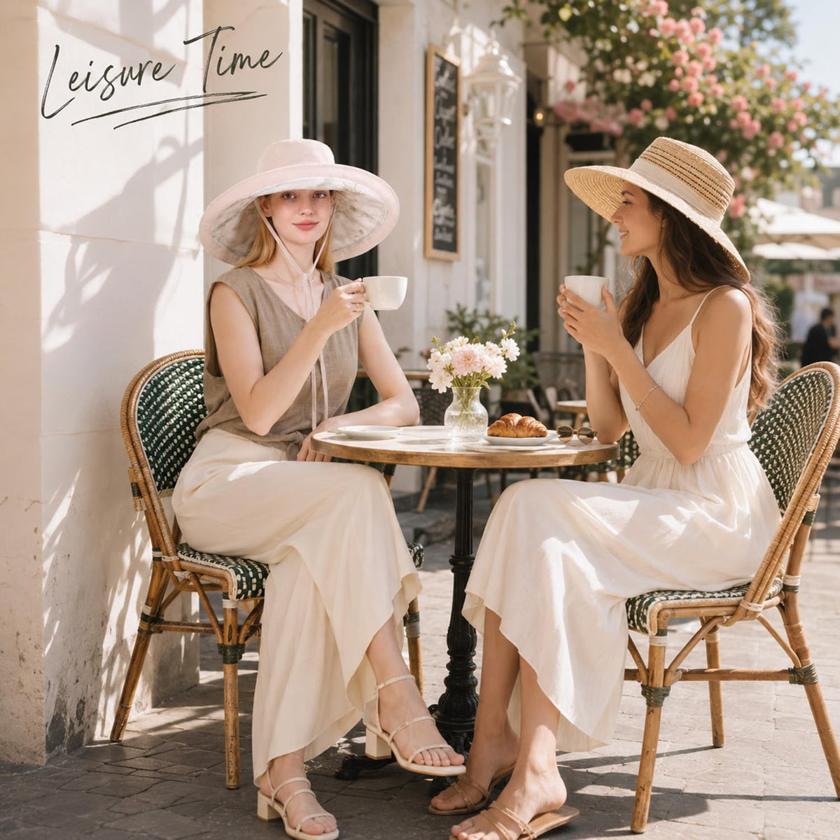 Wide Brim Sun Hat for Women Reversible Beach Hats Metal Wired Edge Gardening Hats, UPF 50+ Bucket Summer Hat