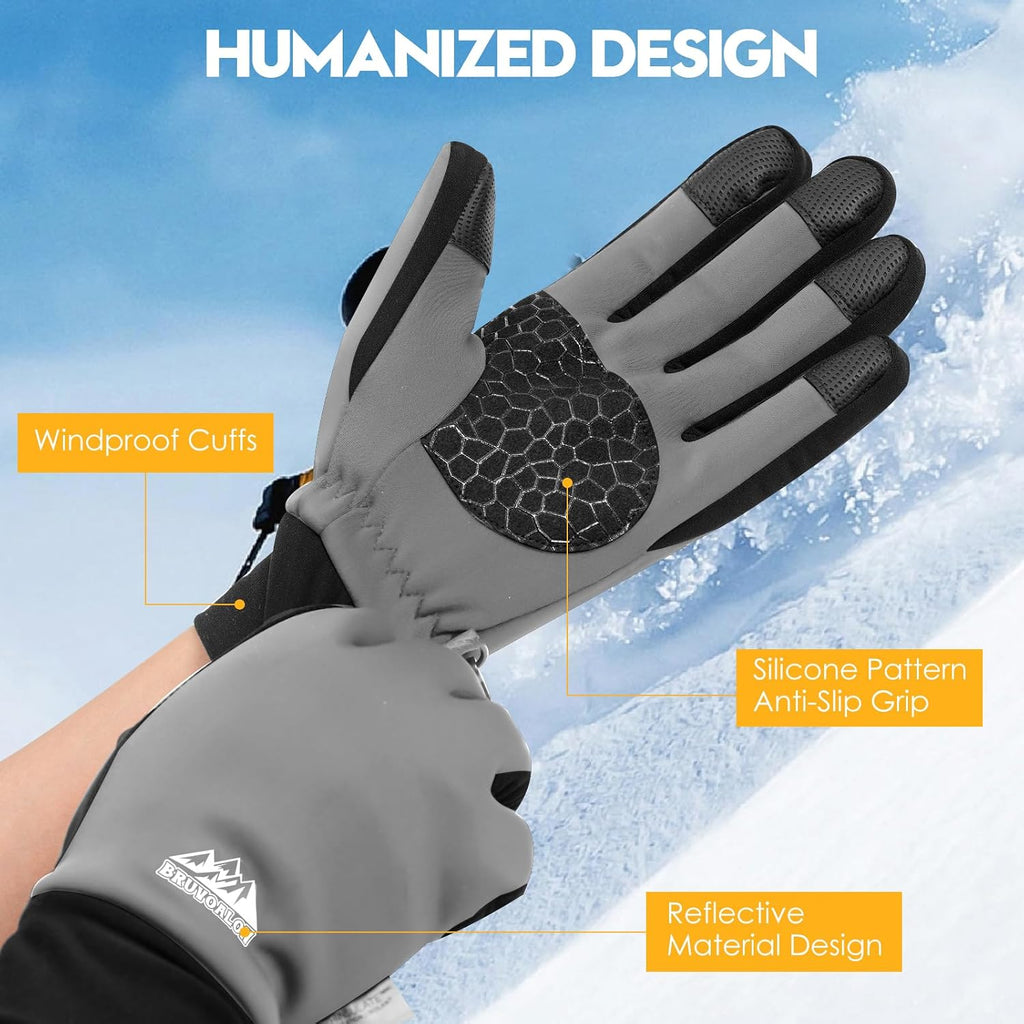 Bruvoalon Winter Gloves for Women & Men, 3M Thermal Insulation, Lycra Fabric, Touchscreen, Anti-Slip
