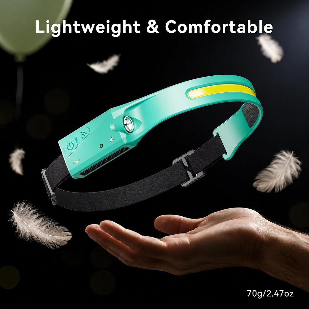 EGUKU Rechargeable Headlamp, 230° Wide Beam LED Head Lamp for Adults