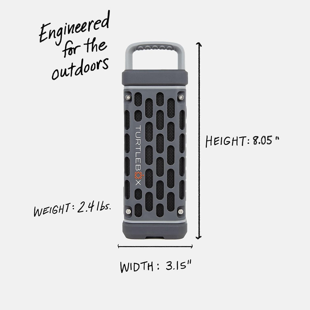 Turtlebox Ranger, Ultra-Portable Bluetooth Speaker, Waterproof, Gray