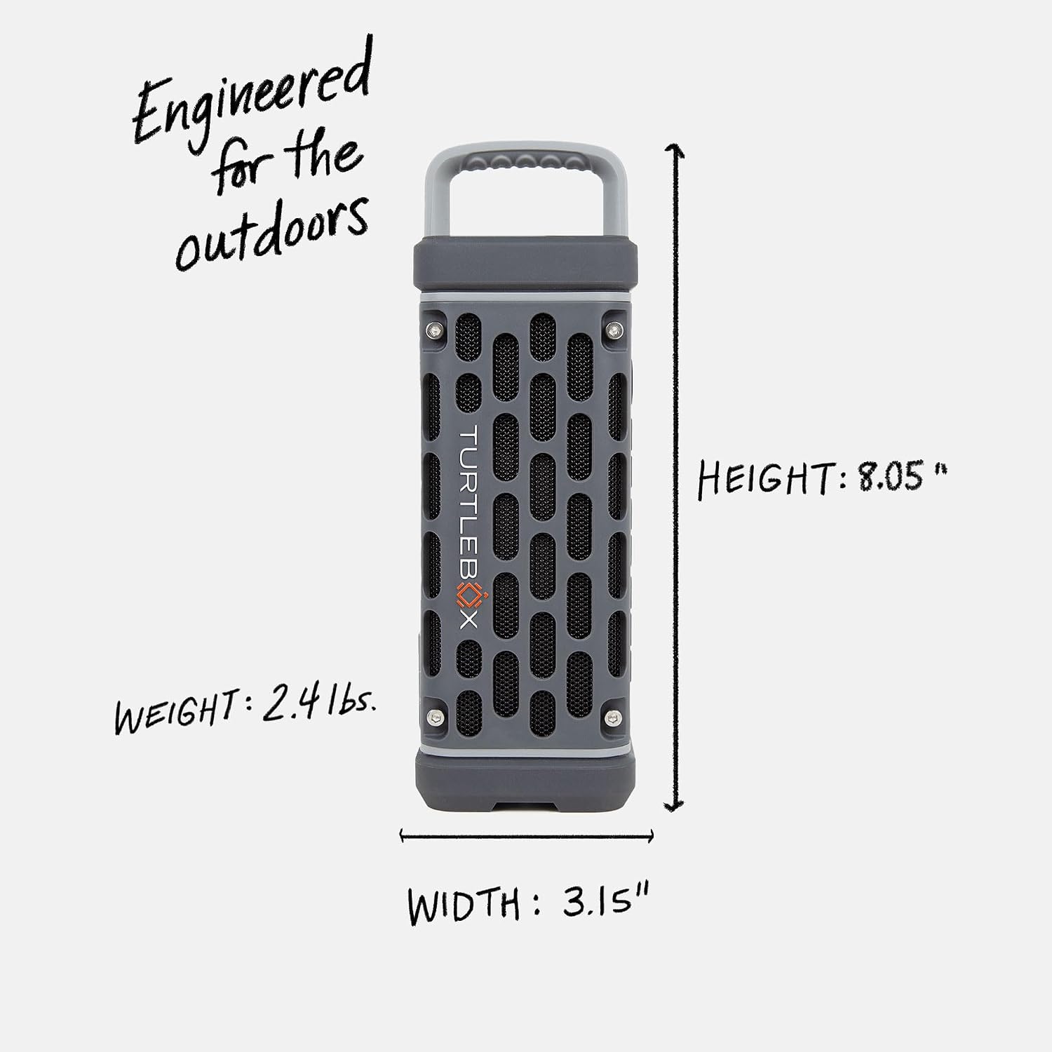 Turtlebox Ranger, Ultra-Portable Bluetooth Speaker, Waterproof, Gray