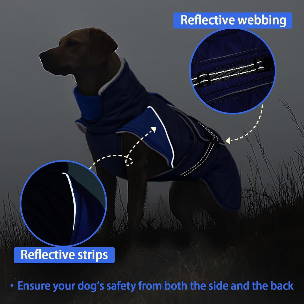 MIGOHI Cozy Small Dog Coat - Reflective Dog Coat for Small Dogs,Fleece Winter Coats Jacket for Dogs with Leash Hole,Snowproof Thick Puppy Clothes,Pomeranian,Chihuahua,XS,DarkBlue