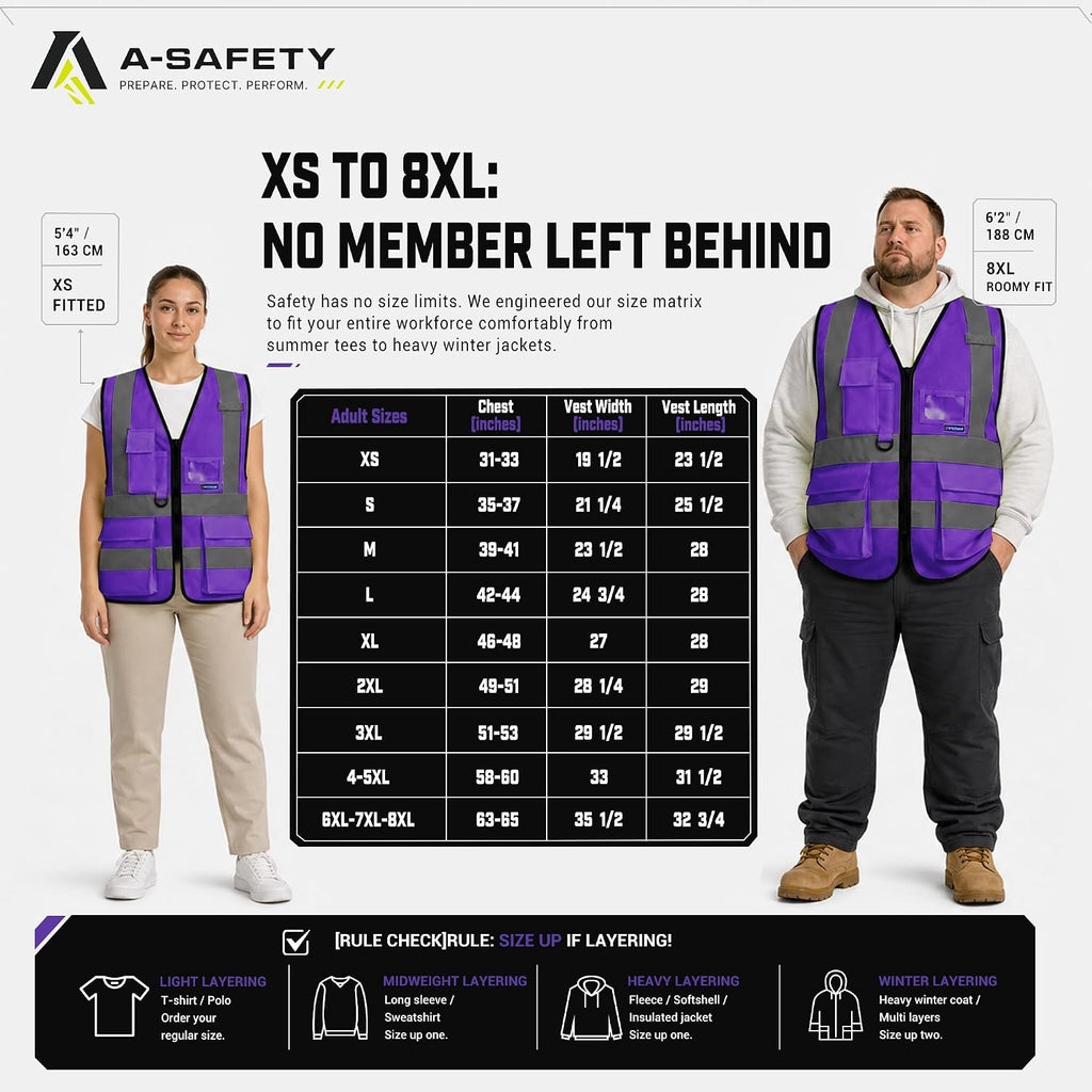 A-SAFETY High Visibility Reflective Safety Vest Customize Logo (XS-8XL)