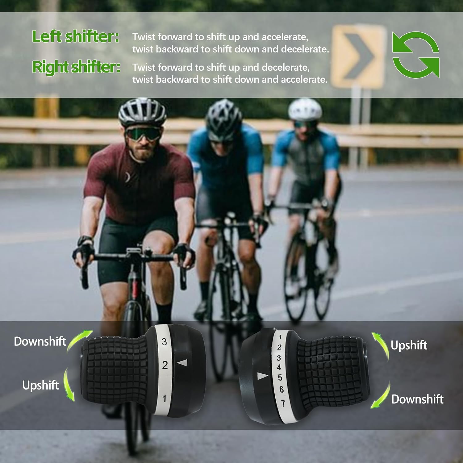 3x7 Speed Bike Shifter Set, 21 Speed Twist Grip Gear Shifters
