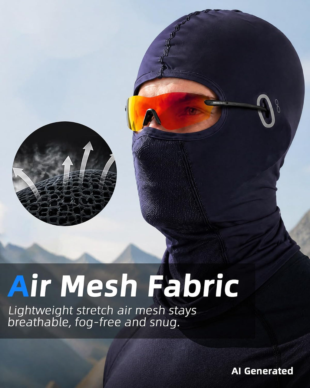 3 Pieces Unisex Ice Silk Mesh Balaclava Ski Mask, Full Cycling Face Cover
