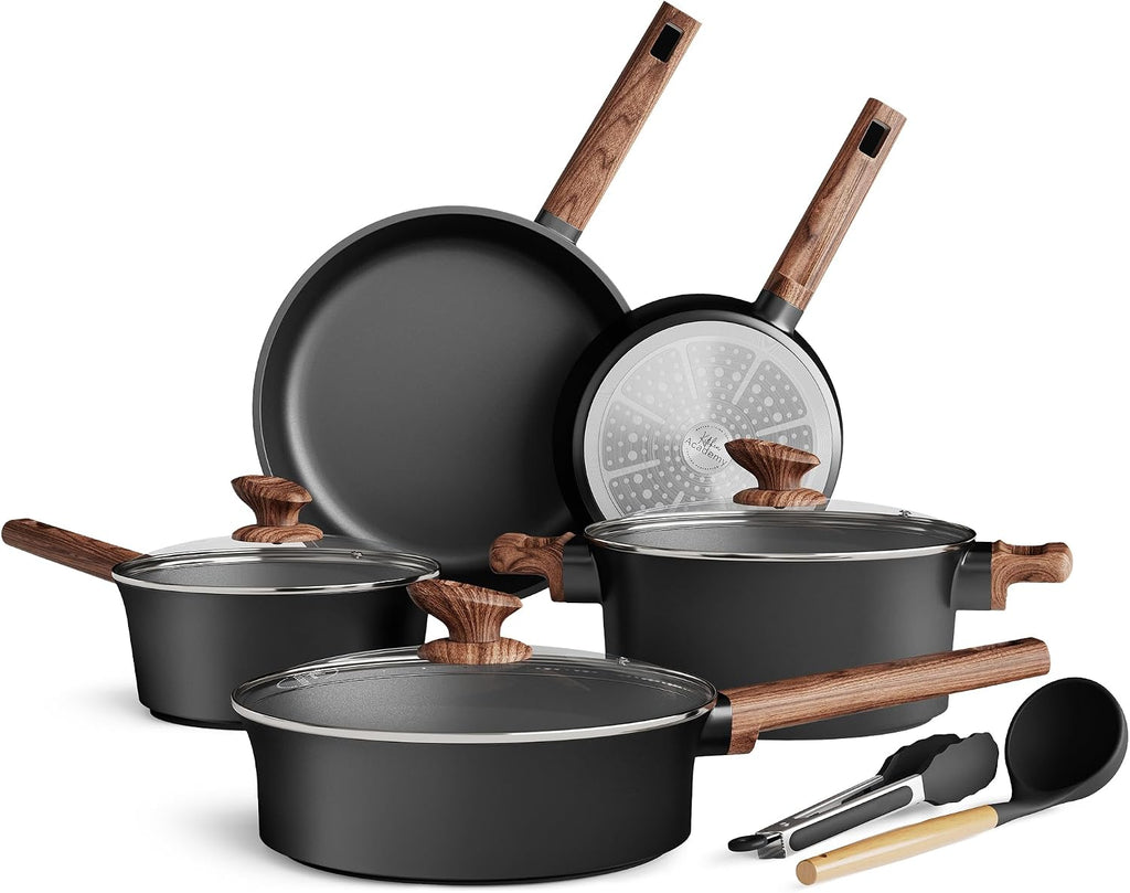 DishDelight 10PCS Ceramic Pots and Pans Set, Kitchen Induction Cookware Set