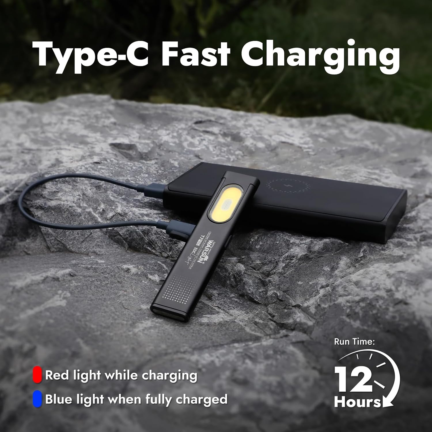 WARSUN T7 Rechargeable EDC Flashlight, Slim Pocket Flashlight with Clip & Magnetic Base, Portable LED Light for Everyday Carry, Night Walking, Car Repair & Emergency