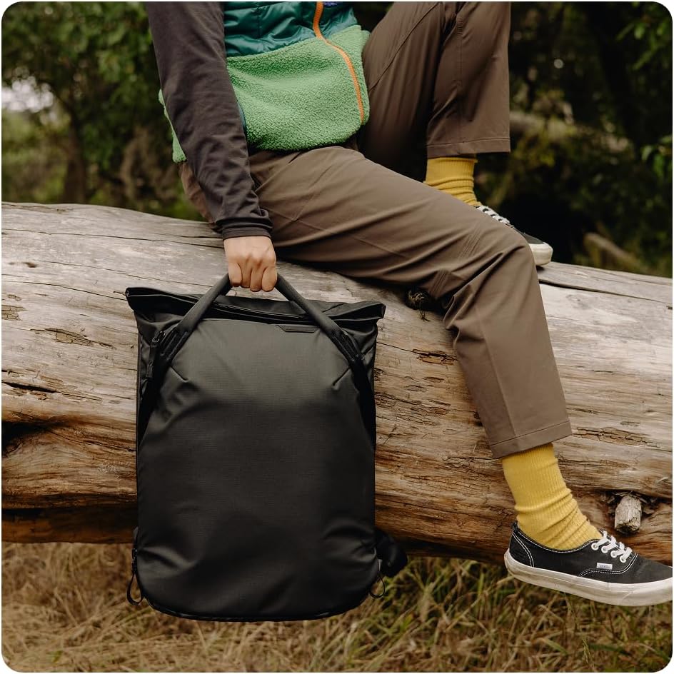 Peak Design Everyday Totepack 20L, Eclipse, Weatherproof Shell, Top and Side Access, FlexFold Dividers, Laptop Sleeve, Internal Pockets, Backpack or Hand Carry, Versatile Tote Bag for Women and Men