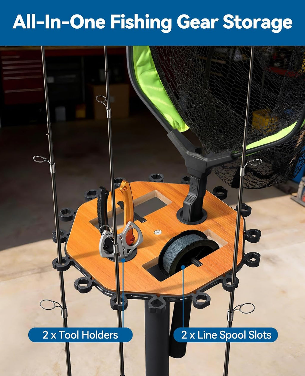 KEXMO Fishing Rod Holder Pole Rack for Garage with Wheels