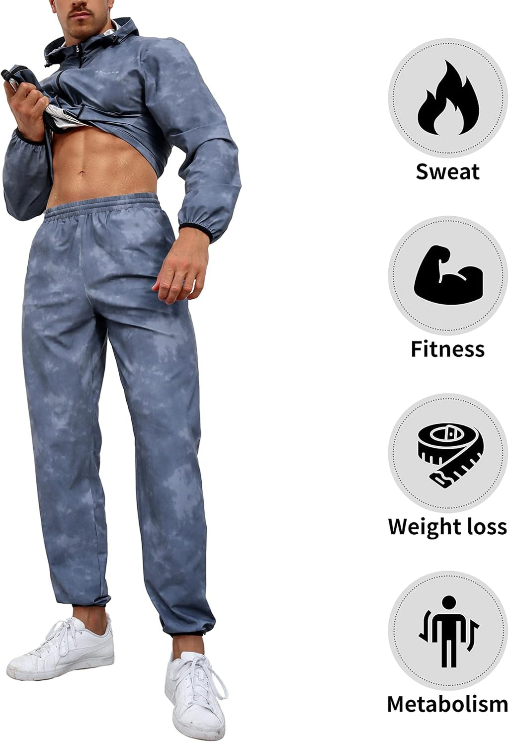 Men's Sauna Suit 2-Piece Performance Jacket and Pants Set for Weight Loss Workout Boxing
