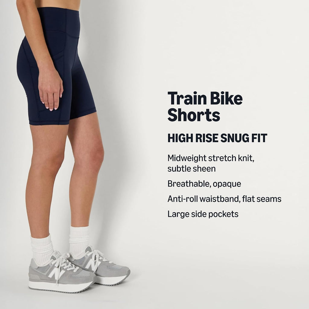 Amazon Essentials Women's Active Total Train High Waist 7" Gym Workout Biker Shorts with Pockets