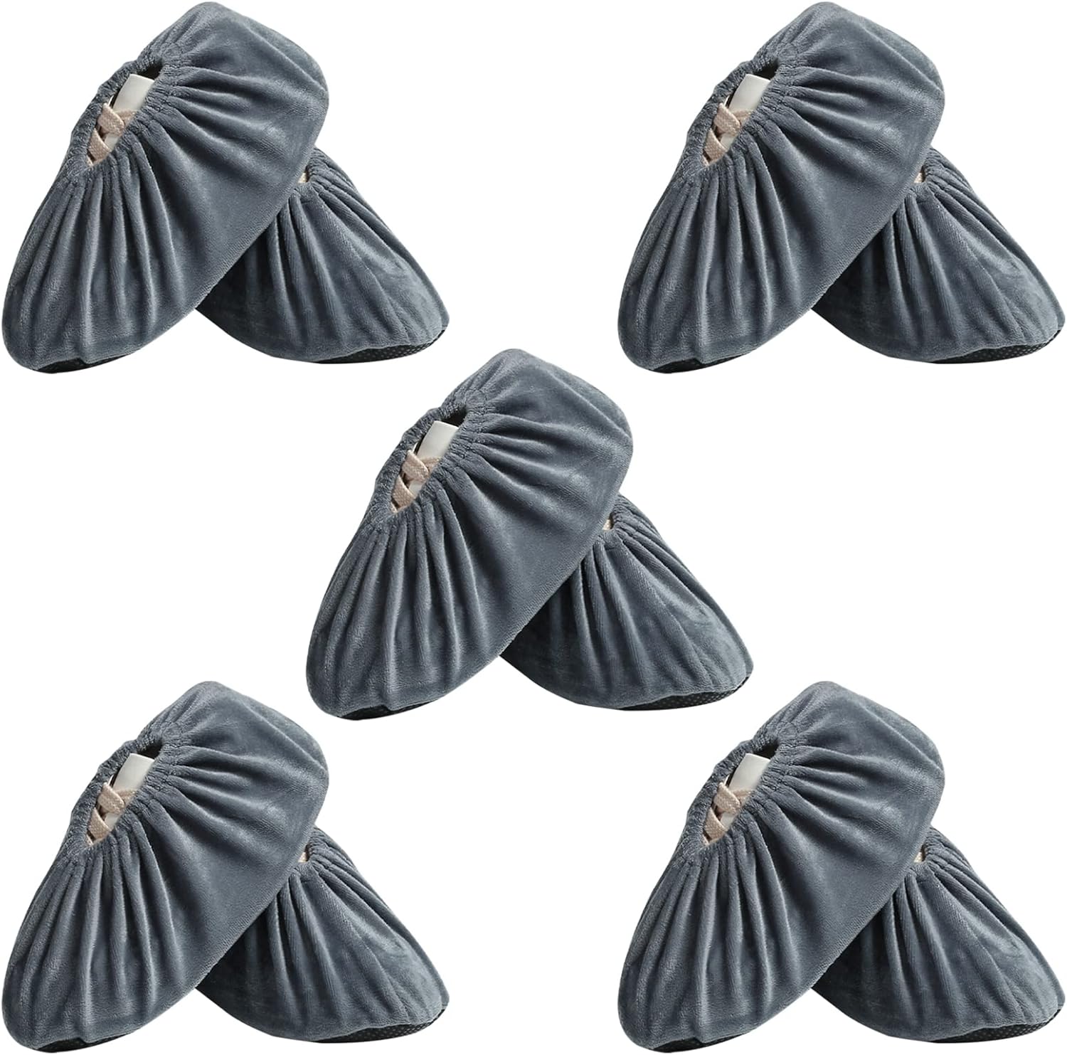 5 Pairs Reusable Shoe Covers, Non Slip Shoe Protectors Covers, Universal Soft Washable Thickened Foot Boot Shoe Covers for Indoors Home Laboratory (Grey)
