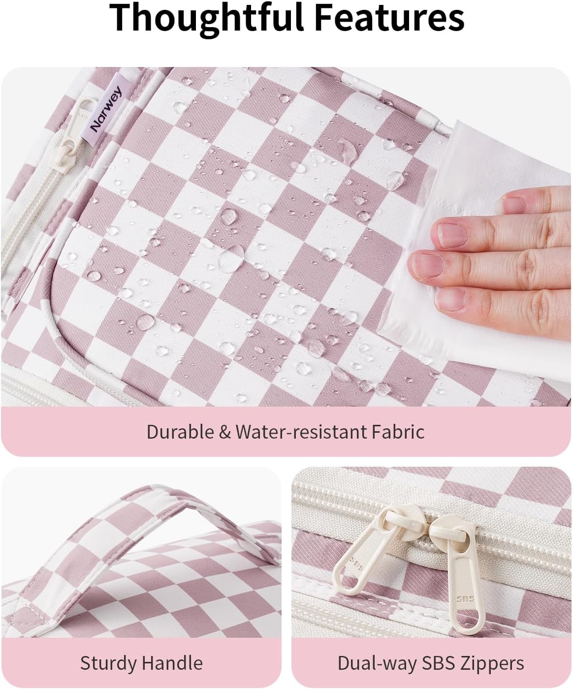 Narwey Hanging Travel Toiletry Bag for Women, Large Makeup Cosmetic Bag