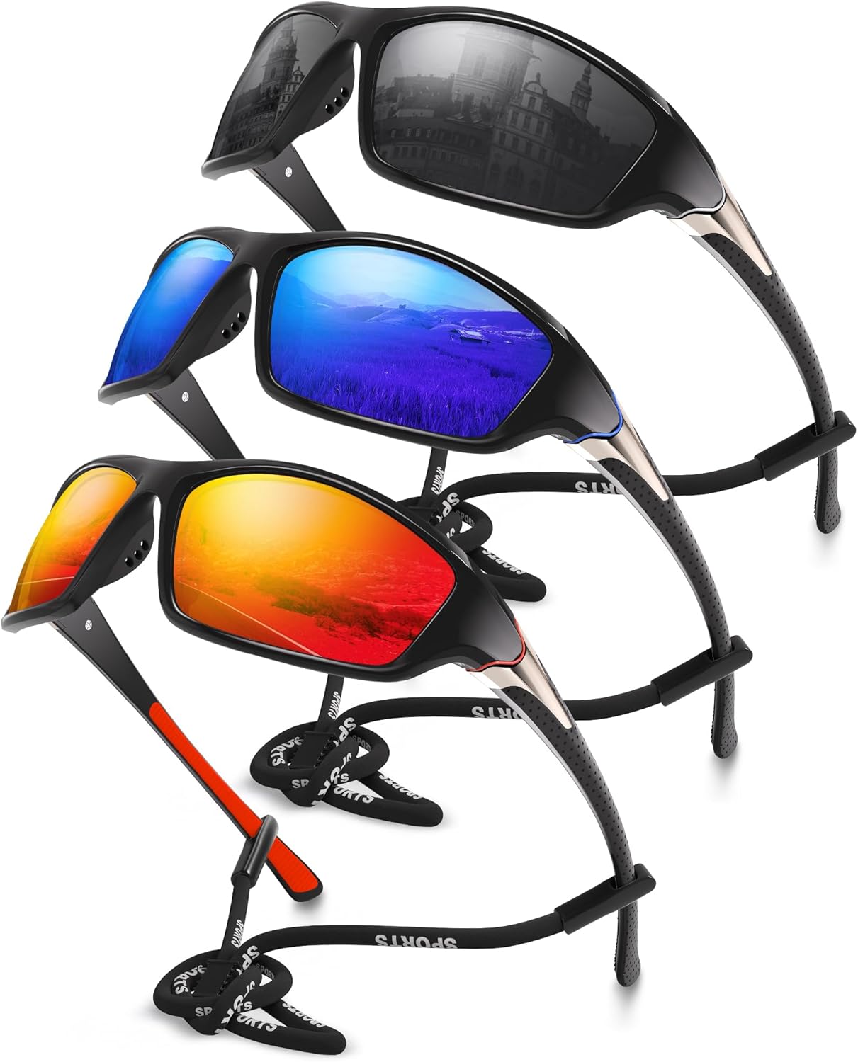 Polarized Sports Wrap Around Sunglasses Men Fishing Running Golf