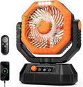 AJVV Camping Fan with Light, Remote and Oscillation, Battery Powered Hanging Tent Fan, Rechargeable Portable for Camp, Outdoor, Emergencies, Fishing, RV Travel, Jobsite