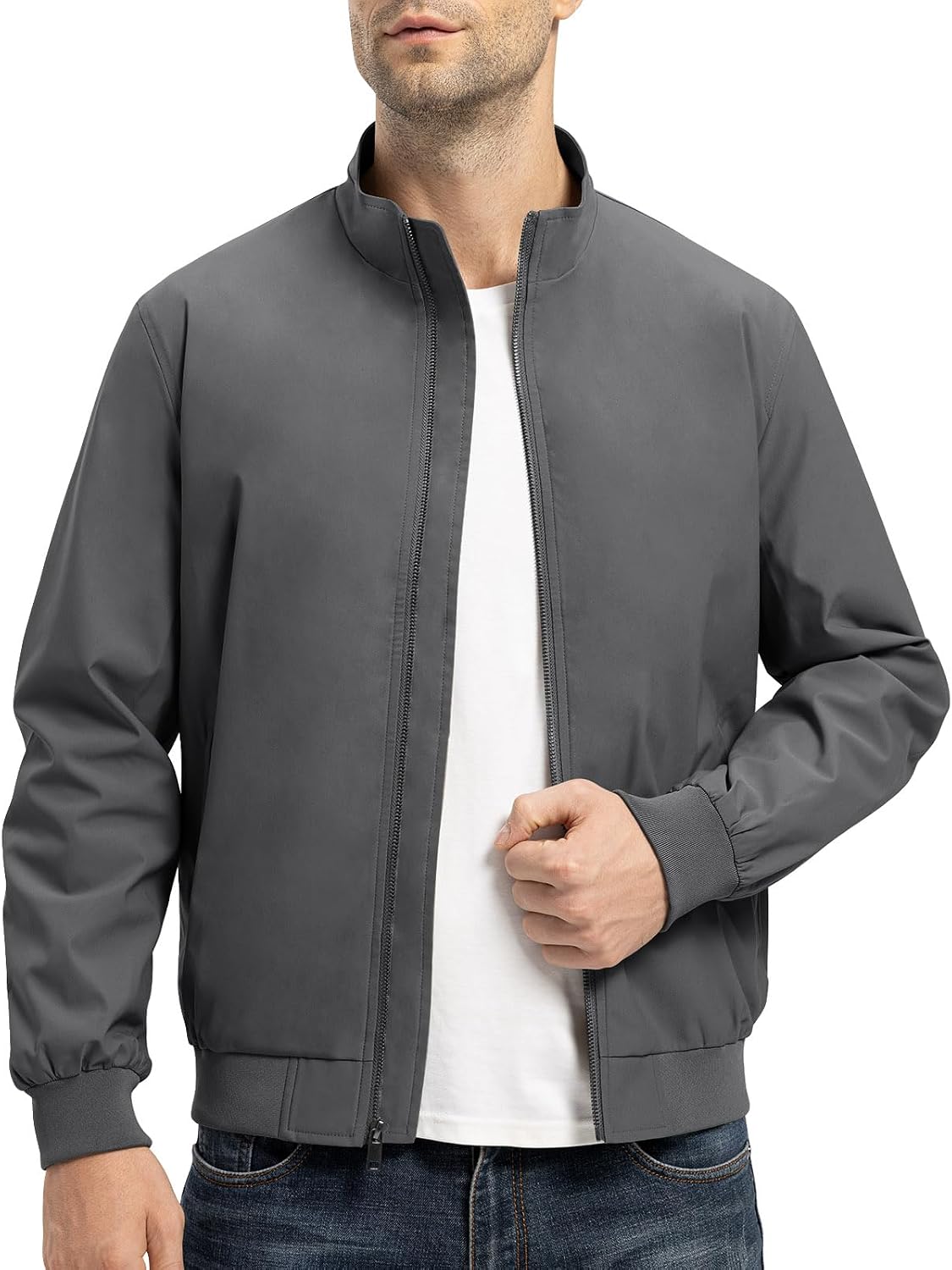 TBMPOY Men's Lightweight Jackets Casual Windbreaker Stylish Light Fall Spring Golf Work Dress Business