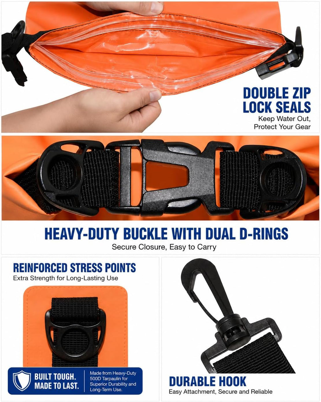 Freegrace Waterproof Dry Bag with Double Zip-Lock, Phone Case & Waist Pouch