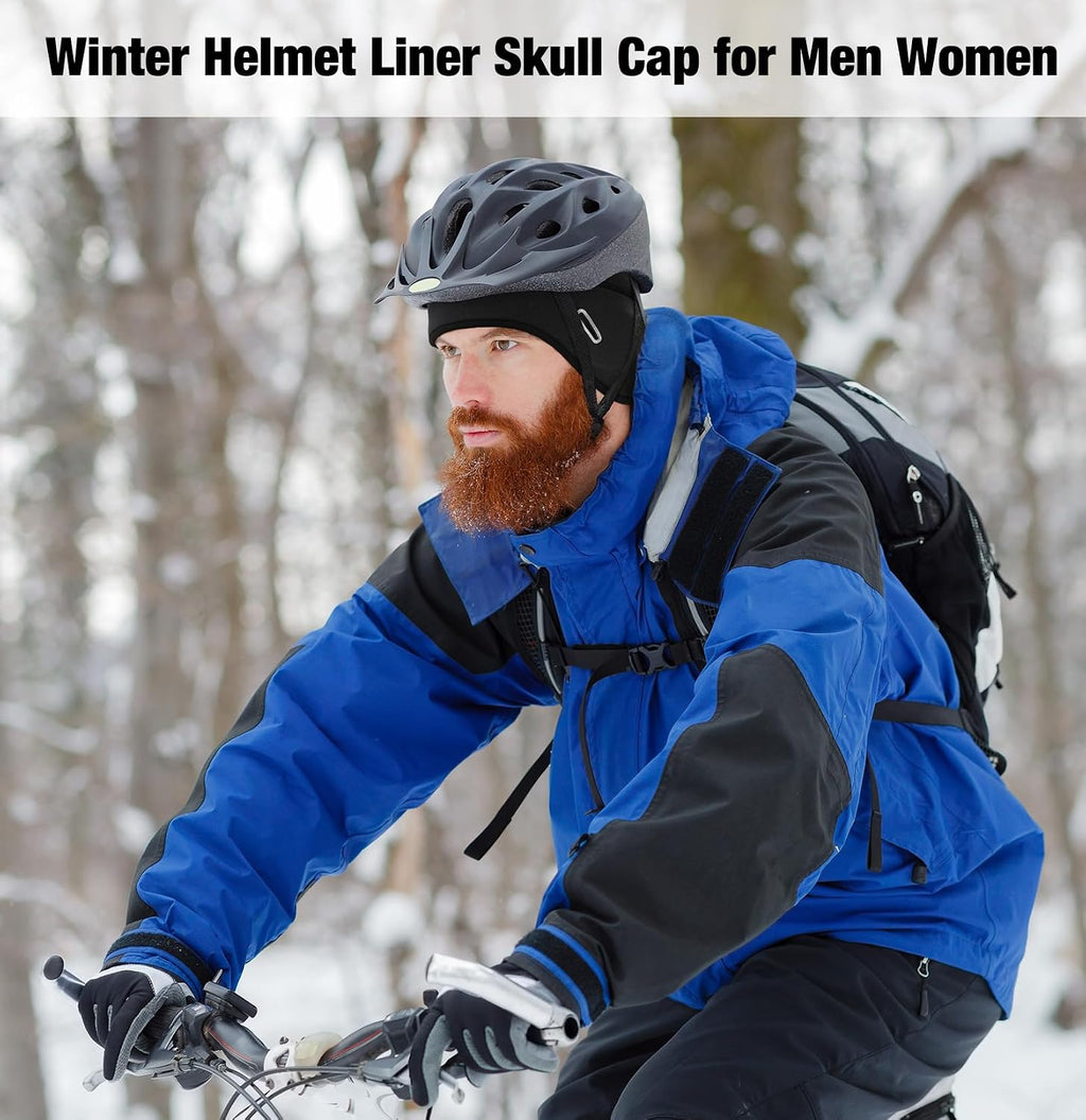 MELASA 2 Pack Winter Helmet Liner Skull Cap with Glasses Slots