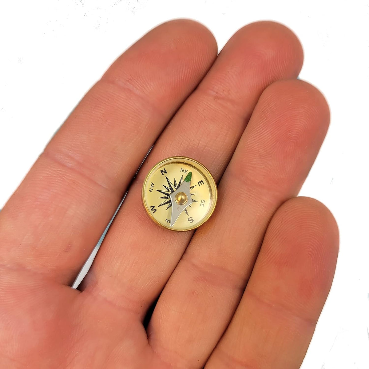 Survival Button Compass | Small, Inexpensive, Air-damped Brass Compasses | Great for Survival Kits, School Teaching Projects, Jewelry Making, Camping, and Hiking