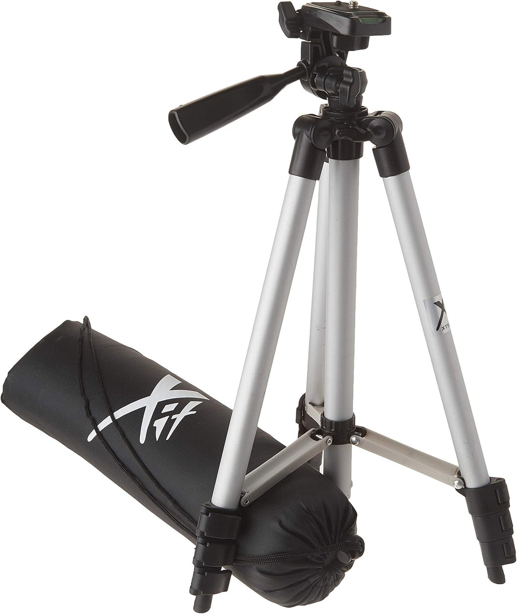 50 Inch Aluminum Camera Tripod with 3-Way Pan Head & Quick-Release Plate – Lightweight DSLR & Mirrorless Tripod with Bubble Level for Photography & Video