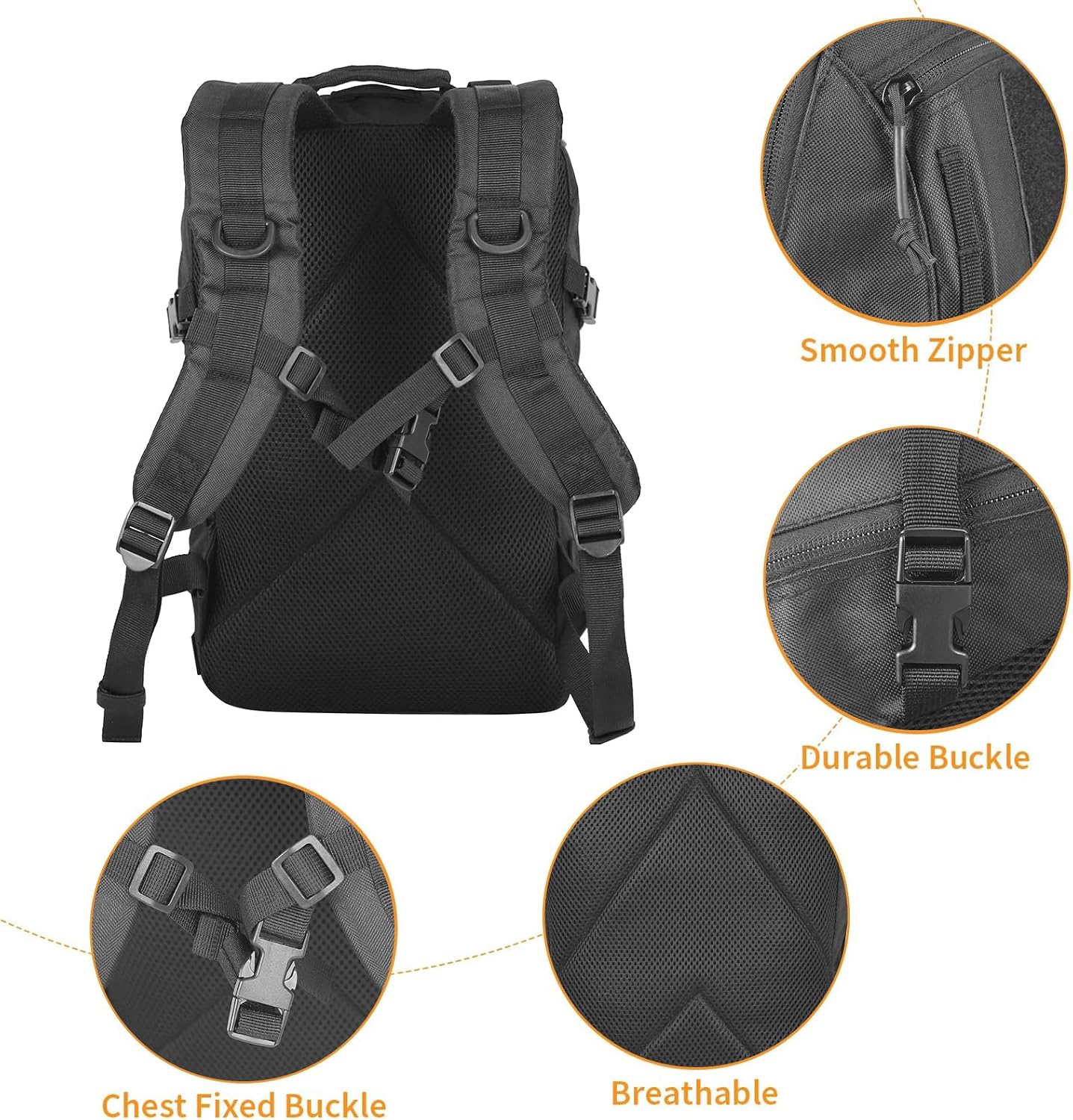 Small Tactical Hiking Backpack, 12L MOLLE Bookbag Daypack for Travel