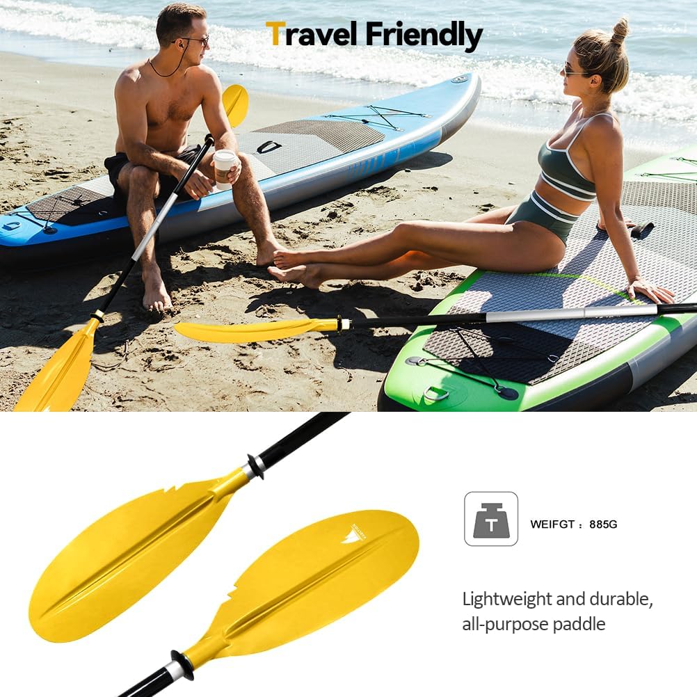Karltion Kayak Paddle - Adjustable 2 Pieces Aluminum Alloy Shaft with Glass Fiber Blade for Surfing,Oar Fishing Easy Packable Travel