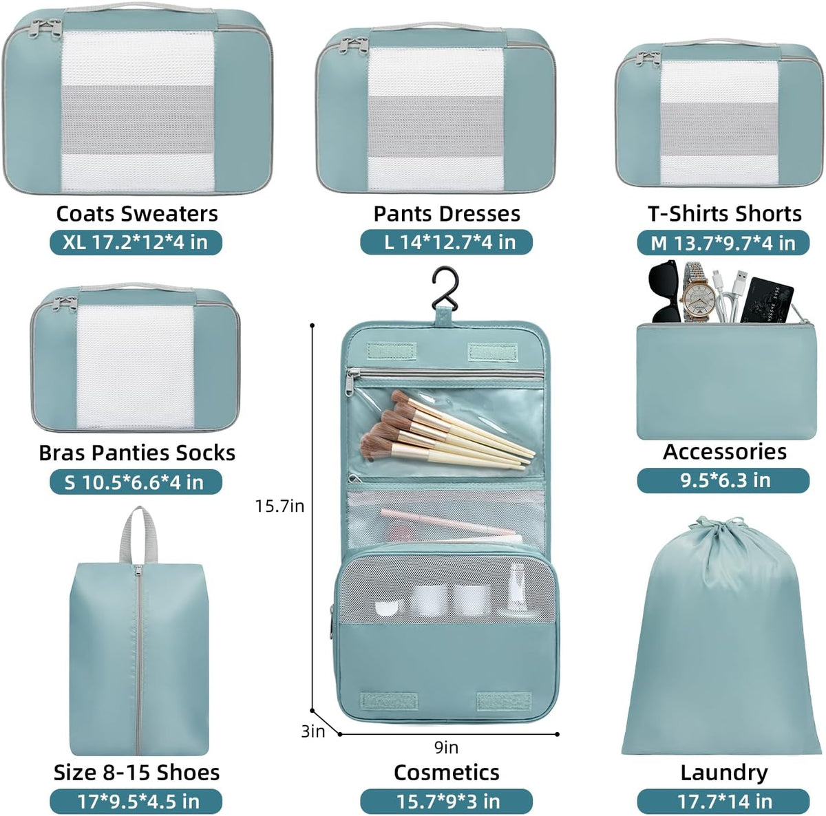 BAGAIL 6 Set/8 Set/10 Set Packing Cubes Various Sizes Packing Organizer for Travel Accessories Luggage Carry On Suitcase