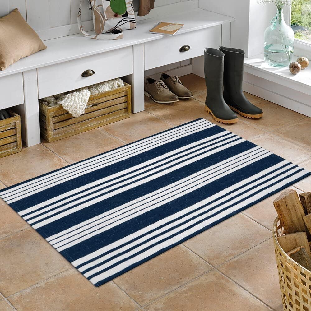 OJIA Outdoor Mats for Front Door 24"x51" Fall Porch Rug Striped Outdoor Rug