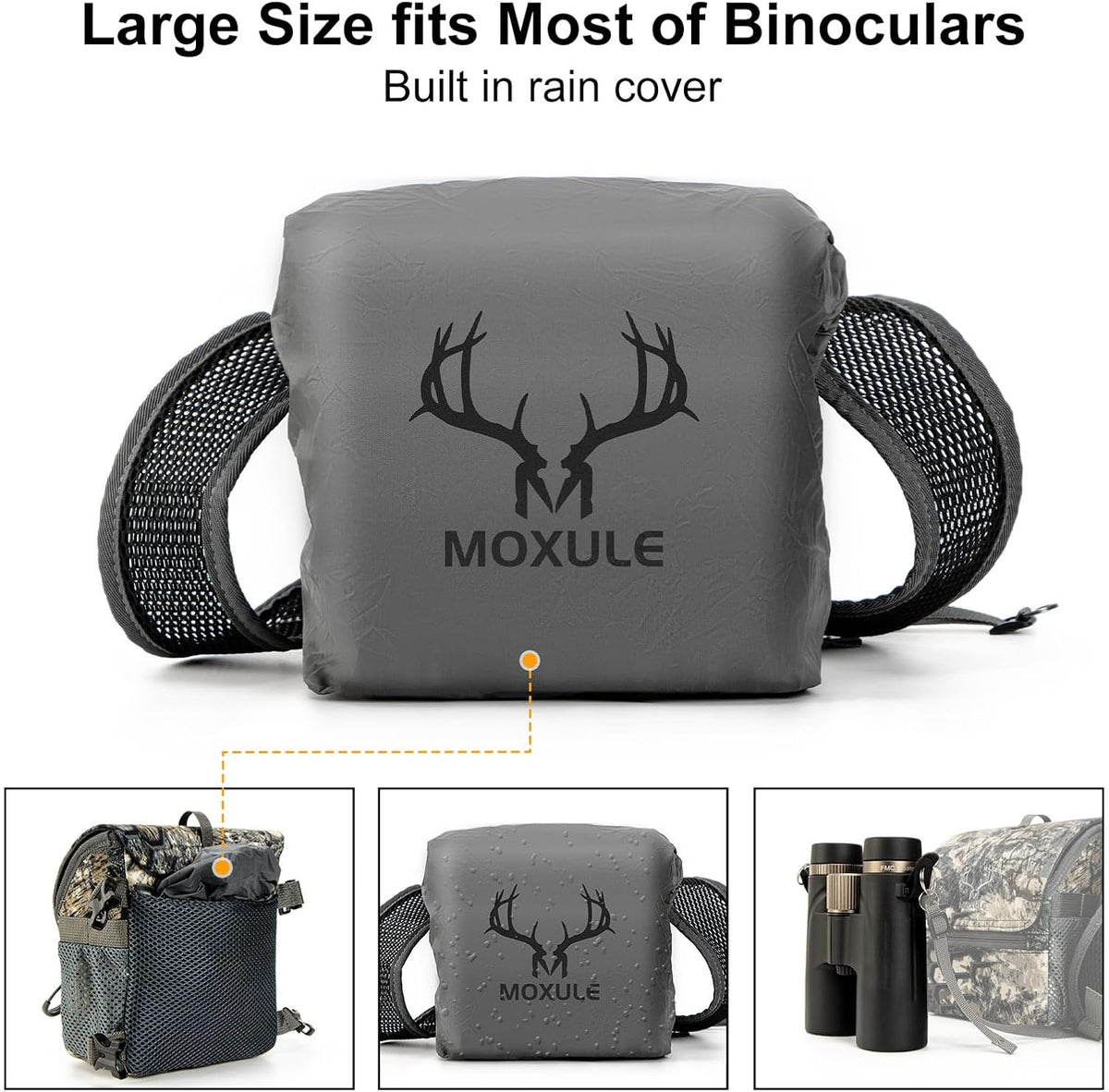 MOXULE Binocular Harness Chest Pack: Bino Case, Magnetic Lid, Rain Cover