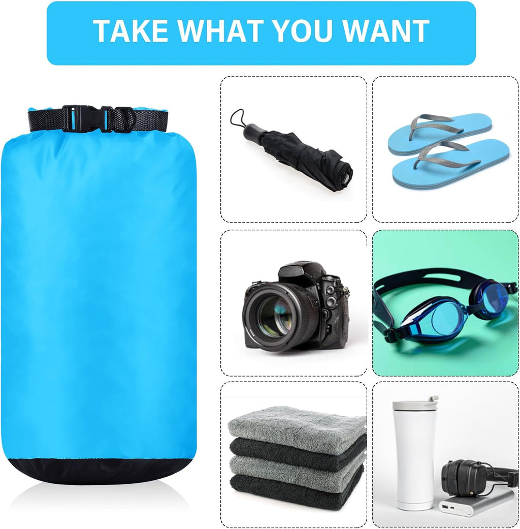 6 Pcs Waterproof Dry Bag Set for Kayaking & Camping,Blue