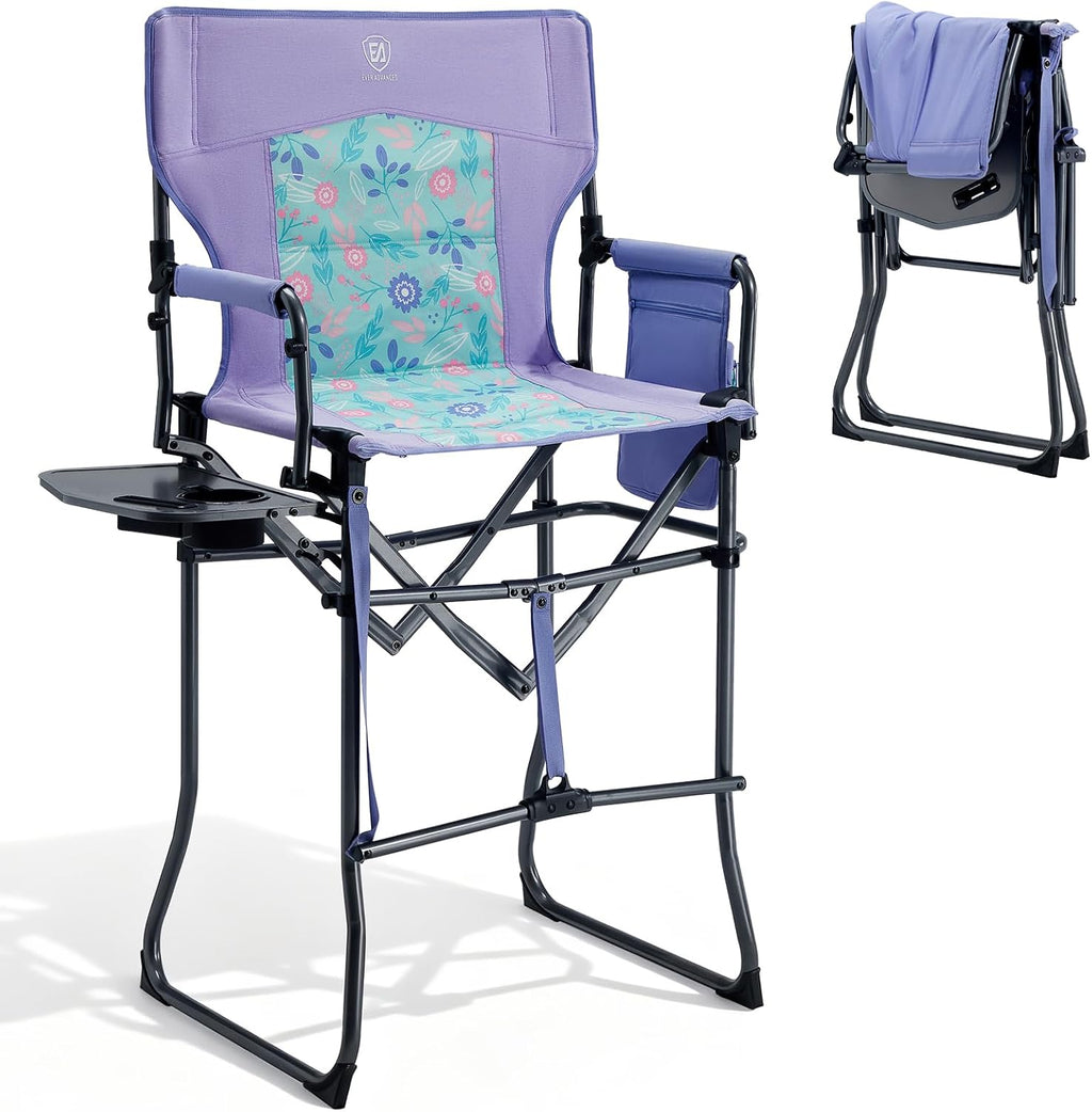 EVER ADVANCED Portable 30.7" Seat Height Tall Camping Directors Chair