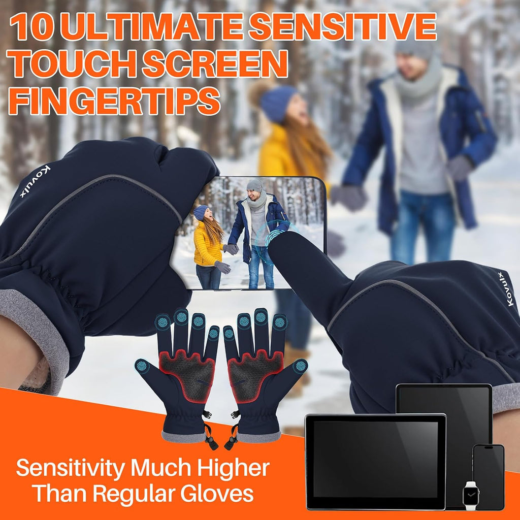 Winter Gloves Warm for Men & Women - Waterproof Touchscreen Outdoor Thermal Gloves with Plush Lining/Adjustable Wrist,Snow Shoveling Commuting Skiing